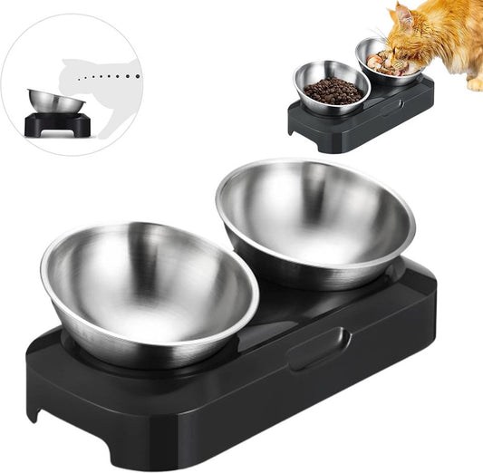Pet Water & Food Set - 2 Pieces - BPA-Free - Dog Food Bowl - Cat Food Bowl - With Stand - Cat Food Bowls - V1188-MS101-01357-1