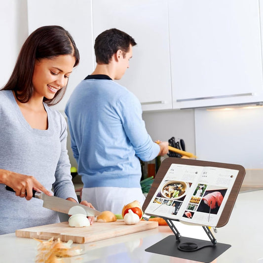 Reading Book Stand - Book Stand - Rotates 360 Degrees - With Page Holders - Adjustable Book Stand - Cookbook V1188-MS101-01364-1