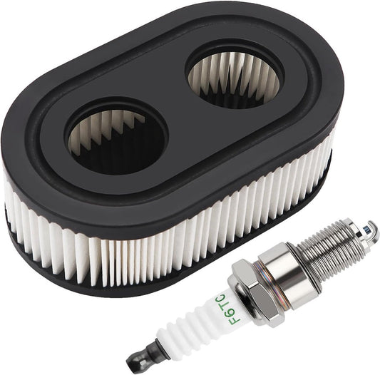 Lawn Mower Air Filter And 1x Spark Plug - Air Filter for Lawn Mowers - Air Filter Cleaner Cartridge - Air V1188-MS101-01372-1