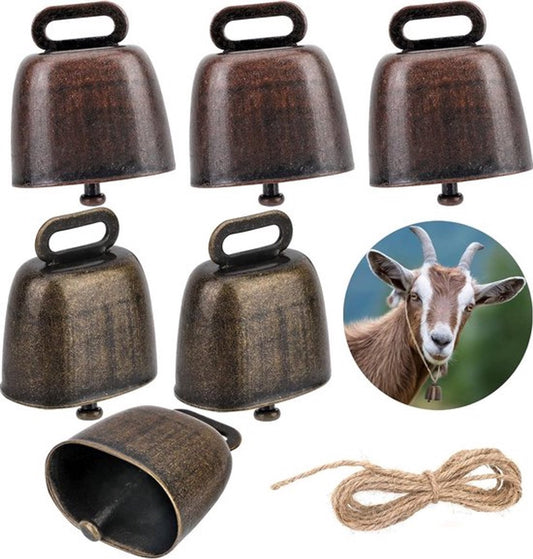 Cowbell 6 Pieces - Christmas Bells - Bell - Grazing Cowbell - Metal Cow Bell Small Bells - Goat Bell - Horse V1188-MS101-01378-1