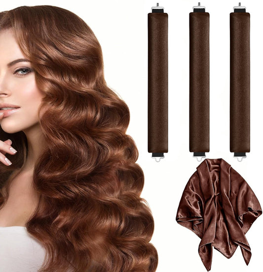 Heatless Curls - 3 Pieces - Satin - For Voluminous Curls - Curlers - Hair Rollers - Heatless Blowout Set - V1188-MS101-01379-1
