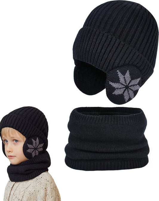 Hat & Scarf - Winter Kids' Hats - Kids' Hat - 2 In 1 Kids' Hat Scarf Set - 4 To 10 Years - Beanie - Boys And V1188-MS101-01382-1