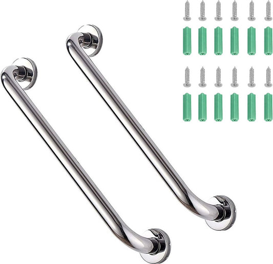 Wall Grab Bar - Extra Grip - 2 Pieces - 30 Cm - Stainless Steel - Handle / Wall Grab Bar for Bathroom / V1188-MS101-01384-1