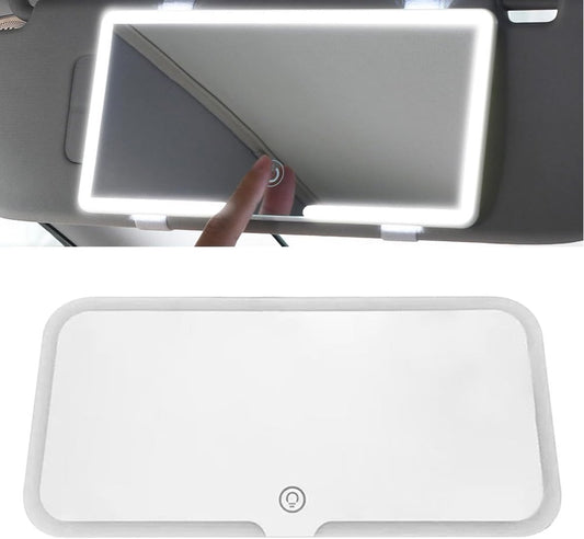 Makeup Mirror - Car Makeup Mirror - Rechargeable Car Sun Visor Mirror with LED - Sun Visor Mirror - Dimmable V1188-MS101-01388-1