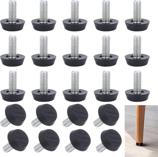 Adjustable Foot - 20 Pieces - Adjustable Feet with Felt Pads - Adjustable Foot M6 - 20mm Dia - Metal V1188-MS101-01389-1