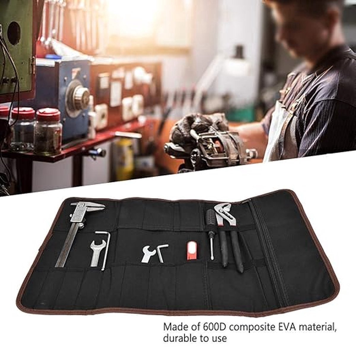 Roll-Up Case - Tool Bag - 600d Oxford Cloth - With Handle - Water-Resistant - Portable - Inner Pocket with V1188-MS101-01390-1
