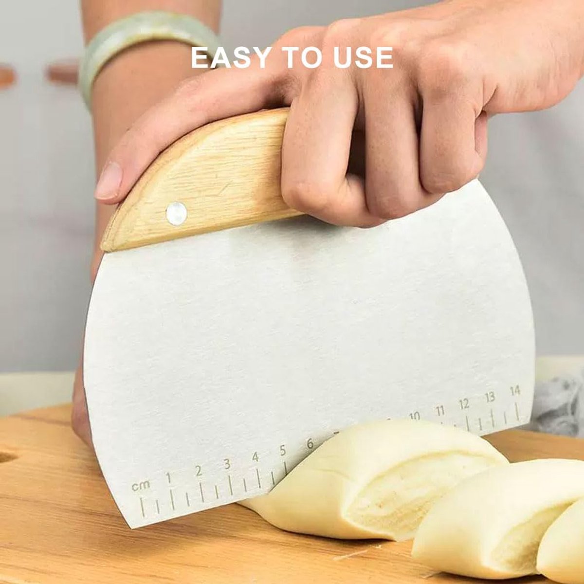 Dough Scraper - Pack of 2 dough spatulas with wooden handle - Dough Knife - Scraper - Vegetable Cutter - V1188-MS101-01404-1