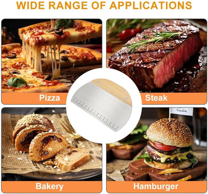 Dough Scraper - Pack of 2 dough spatulas with wooden handle - Dough Knife - Scraper - Vegetable Cutter - V1188-MS101-01404-1