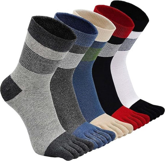 Toe Socks - 5 Pairs of Toe Socks - Yoga Socks - Toe Socks - Smooth Toe Seam - No Annoying Seams - Runner Toe V1188-MS101-01405-1