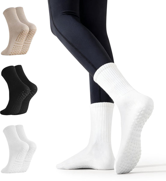 3 pairs of non-slip yoga socks for women - long Pilates socks for women - non-slip Pilates socks - spring and V1188-MS101-01408-1