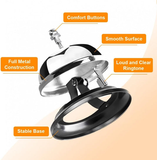 Table Bell - 2 Pieces - Reception Bell - Small Table Bell - School Bell - Counter Bell - Hotel Bell - Butler V1188-MS101-01416-1