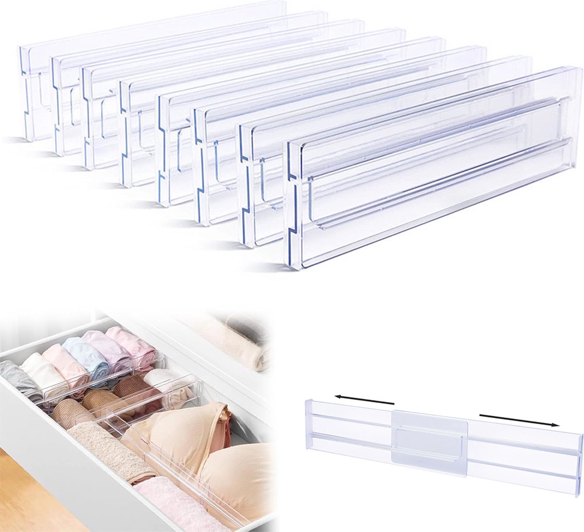 Drawer Divider - 8 Pieces - Drawer Organizer - Cutlery Organizer - Storage System - Drawer Trays - For V1188-MS101-01417-1