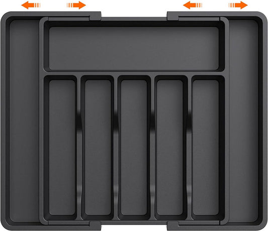 Extendable Cutlery Tray with 8 Compartments - 38 Cm Deep - Cutlery Cassette - Cutlery Drawer Organizer - V1188-MS101-01425-1