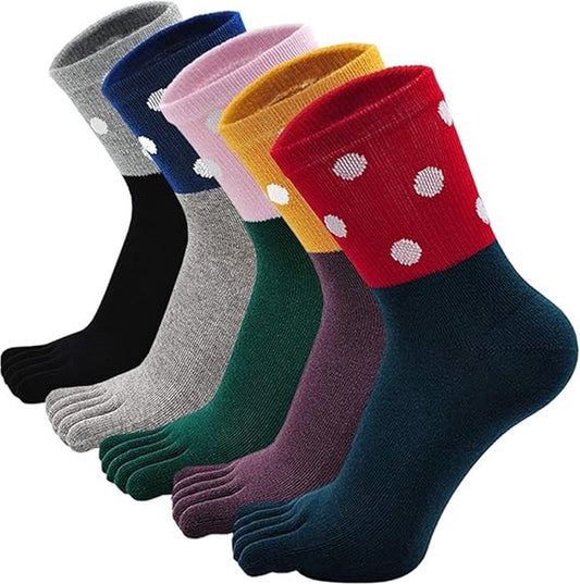 Toe Socks 5 Pairs - Toe Socks - Women's - Cotton - Yoga Socks - Smooth Toe Seam - No Annoying Seams - Runner V1188-MS101-01437-1