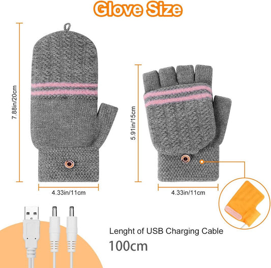 Heated Gloves - USB Heated Mittens - Heated Gloves - Electric Winter Gloves - Knitted Heated Gloves - V1188-MS101-01441-1
