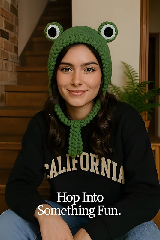 Beanie - Knitted Frog Hat - Creative Stylish Caps - Cute Animal Hat - Frog Hat with Big Eyes - Party Roleplay V1188-MS101-01451-1