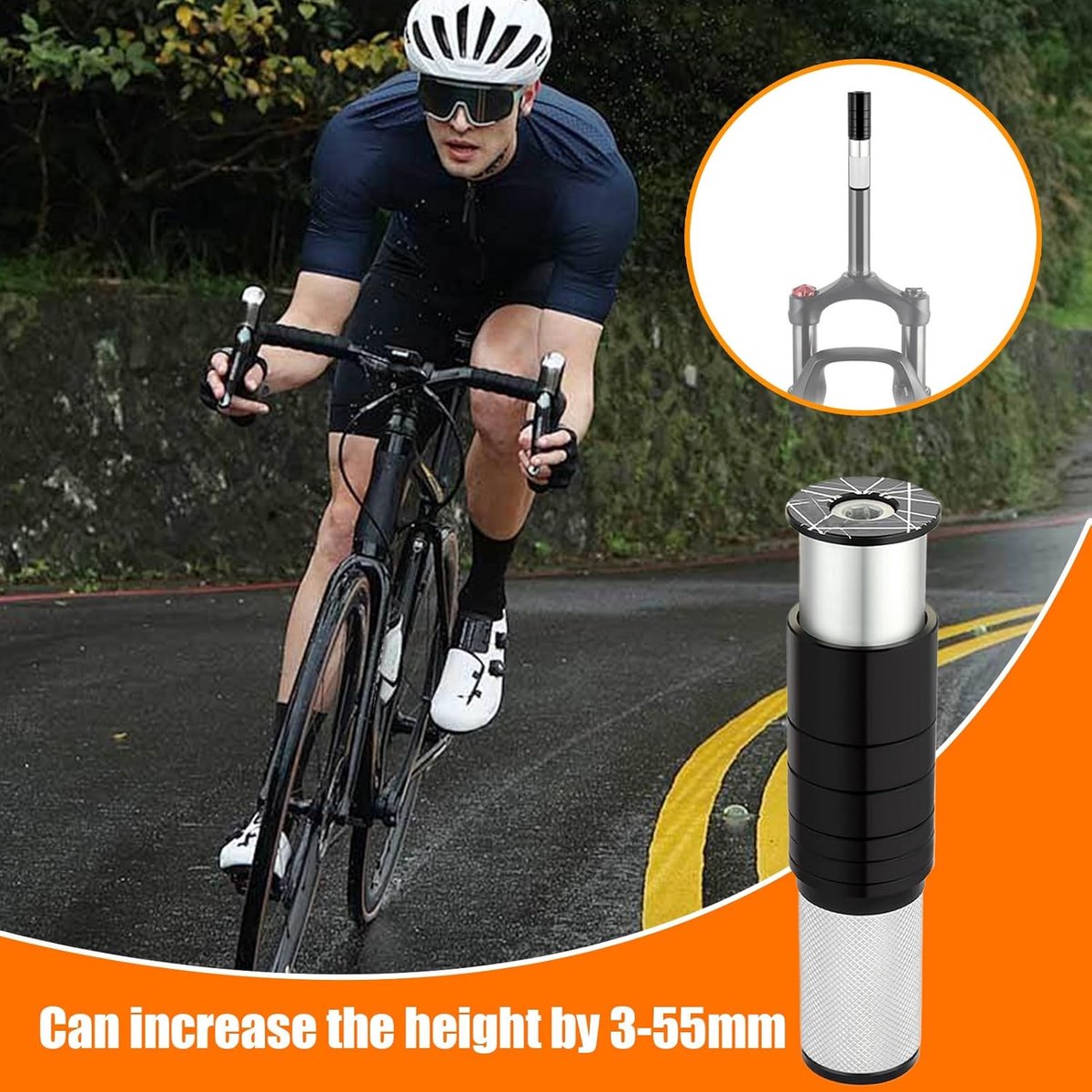 Stem Extender - Professional Stem Extender - Bicycle Handlebar Riser - Bicycle Handlebar Riser - Comfortable V1188-MS101-01454-1