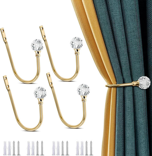 Curtain Tiebacks - 4-Piece Curtain Holders - High Quality - Curtain Tieback Hook - Tiebacks for Curtains - V1188-MS101-01464-1