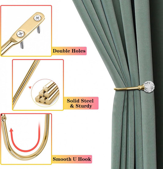 Curtain Tiebacks - 4-Piece Curtain Holders - High Quality - Curtain Tieback Hook - Tiebacks for Curtains - V1188-MS101-01464-1
