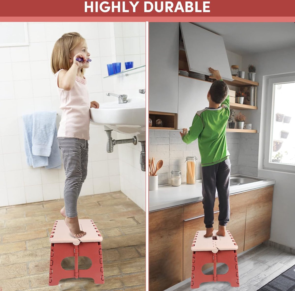 Stool - Small Stool - Step Stool Foldable - Foldable Stool - Foldable Step Stool - Up to 100 kg - 31x25 cm - V1188-MS101-01473-1