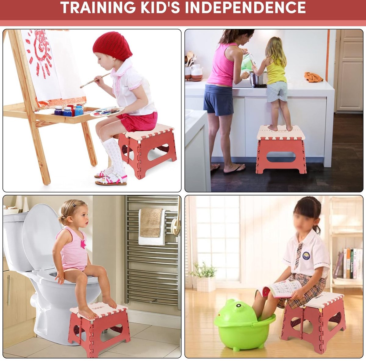 Stool - Small Stool - Step Stool Foldable - Foldable Stool - Foldable Step Stool - Up to 100 kg - 31x25 cm - V1188-MS101-01473-1