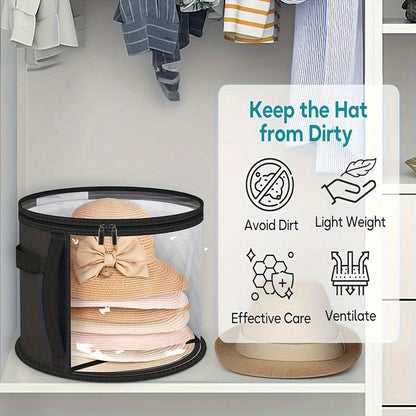 Hat Box - Hat Storage Box - Storage Box for Hats - Round Hat Boxes - 42x27.8 cm - Stackable Hat Organizer - V1188-MS101-01475-1