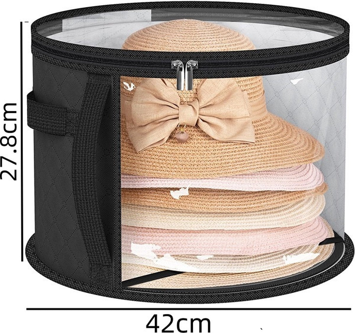 Hat Box - Hat Storage Box - Storage Box for Hats - Round Hat Boxes - 42x27.8 cm - Stackable Hat Organizer - V1188-MS101-01475-1