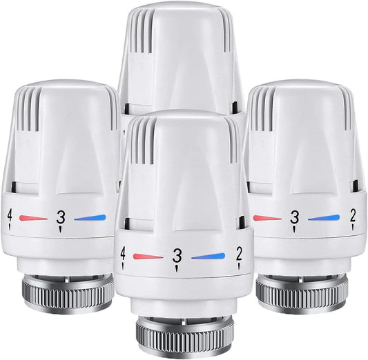 Thermostat Knob - 4 Pieces - Thermostat Head M30 - Radiator Knob M30 - White (M30 x 1.5) - Radiator V1188-MS101-01479-1