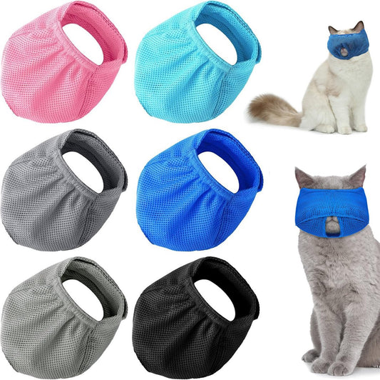 6 Pieces - Breathable Cat Muzzle Size L - Cat Muzzles - Muzzles for Cats and Kittens - Neck Circumference: V1188-MS101-01492-1