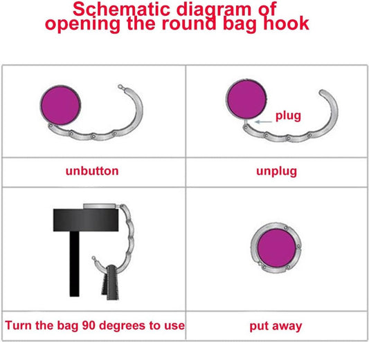 Table Bag Hook - Bag Hooks for Table - Set of 2 Portable Bag Hangers - Silver - Bag Hanger - Desk Bag Hanger V1188-MS101-01493-1