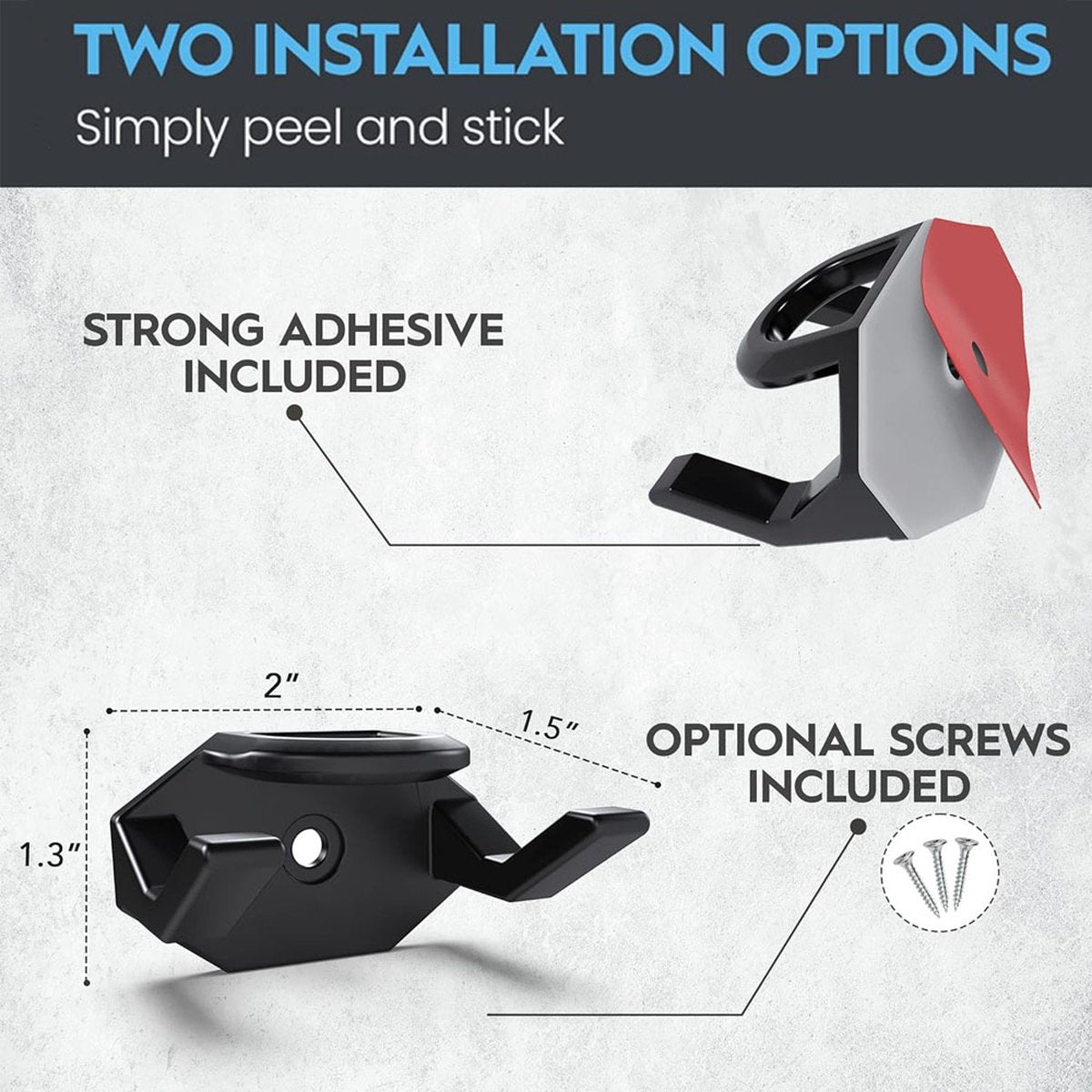 Cap Rack Set of 8 - Wall Cap Holders - Cap Hooks - With Screws and Tape - Two Installation Methods - Cap Rack V1188-MS101-01494-1