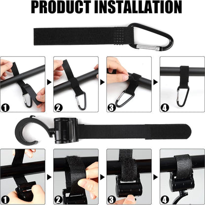 4 Stroller Bag Hooks - Bag Hook - Stroller Straps - Buggy Hook - Stroller Hooks - Multifunctional Velcro Hook V1188-MS101-01496-1
