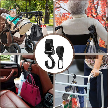 4 Stroller Bag Hooks - Bag Hook - Stroller Straps - Buggy Hook - Stroller Hooks - Multifunctional Velcro Hook V1188-MS101-01496-1