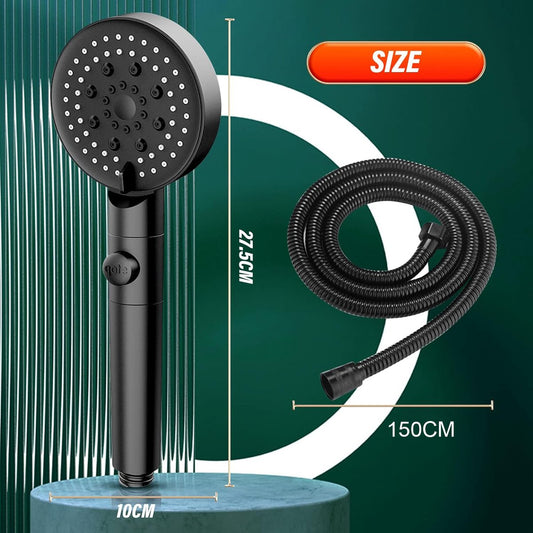 Shower Head - Shower Set - 6 Spray Modes - Water Saving - High Pressure - With 1.5m Explosion-Proof Hose and V1188-MS101-01554-1