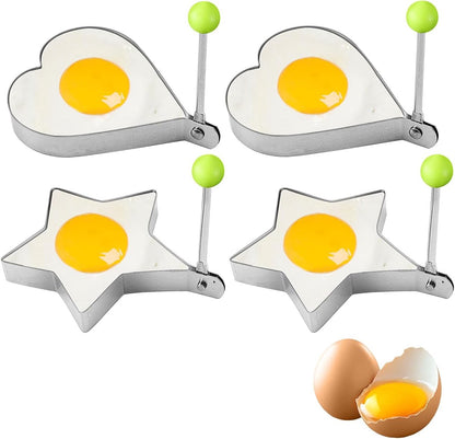 Egg ring - 4-piece - Heart-shaped egg ring - Practical egg rings - Cooking ring - Pancake maker - heart star V1188-MS101-01560-1