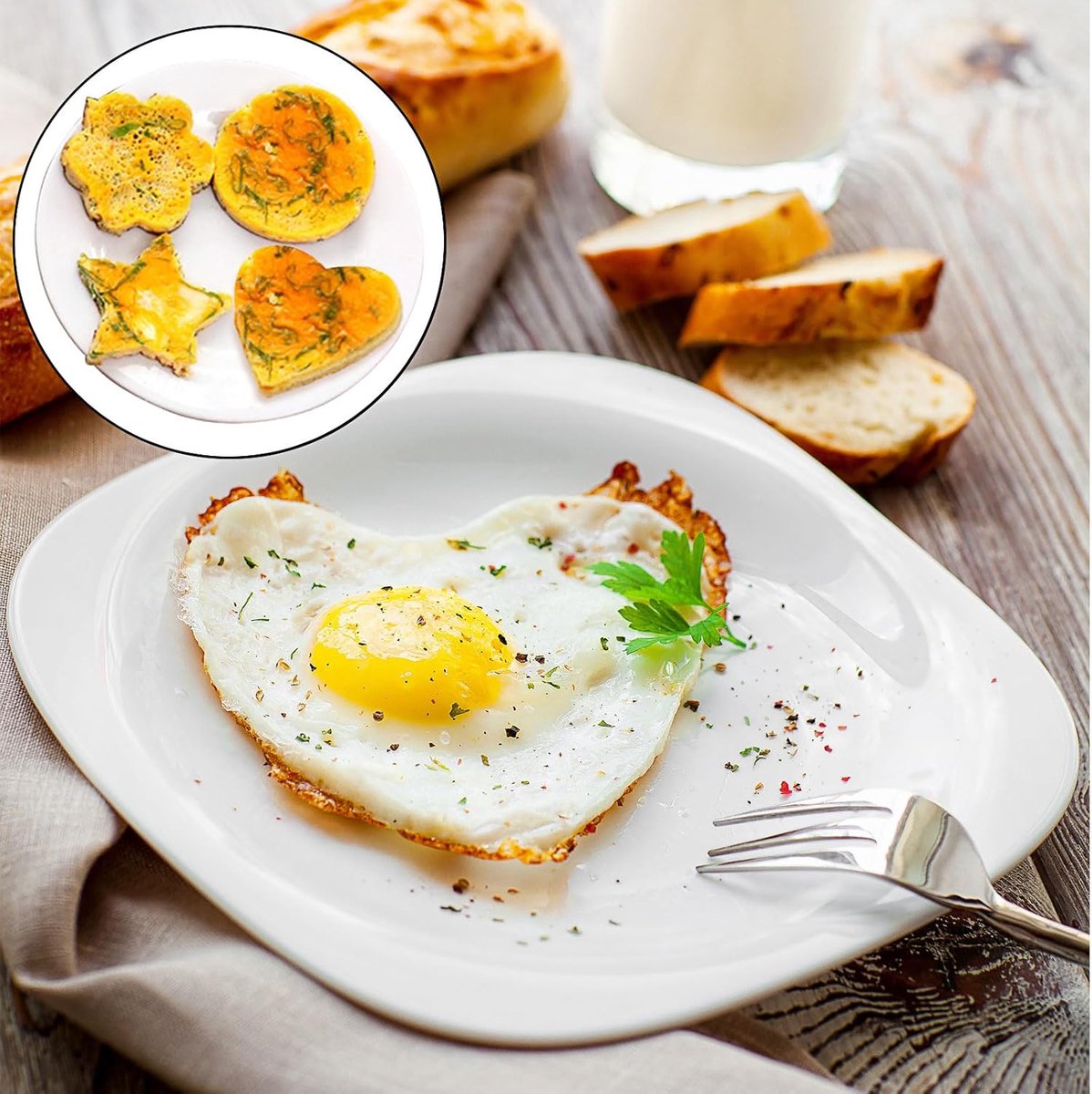 Egg ring - 4-piece - Heart-shaped egg ring - Practical egg rings - Cooking ring - Pancake maker - heart star V1188-MS101-01560-1