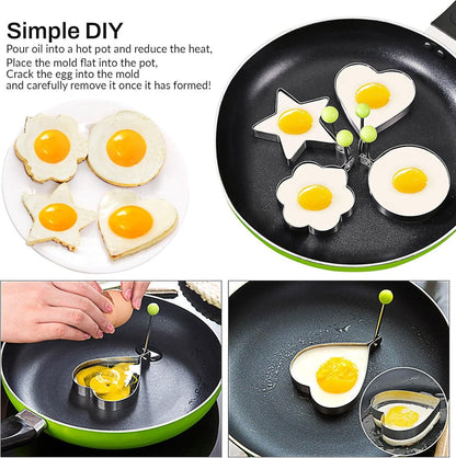 Egg ring - 4-piece - Heart-shaped egg ring - Practical egg rings - Cooking ring - Pancake maker - heart star V1188-MS101-01560-1