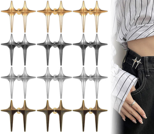 12 Pieces - Waist Extender - Tightening Button Adjuster Buttons - Star Trouser Waist Buckle - Adjustable V1188-MS101-01562-1