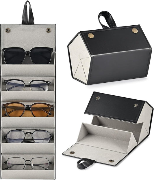 Storage Box for Glasses - Roll-Up Glasses Storage Bag - Glasses Case Storage Box for Up to 5 Glasses - V1188-MS101-01579-1