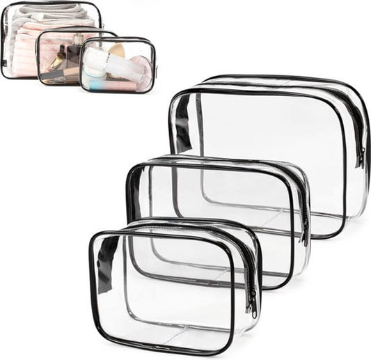 Transparent Travel Toiletry Bag Set - 3 Pieces - Toiletries Travel Bag - Makeup Bag - Makeup Pouches - Travel V1188-MS101-01580-1