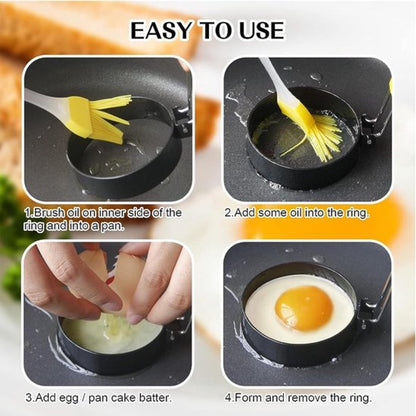 Egg Baking Mold - 4 Pieces - Stainless Steel - Egg Pancake - Fried Egg Mold - Egg Ring - Fried Egg Pancake - V1188-MS101-01590-1