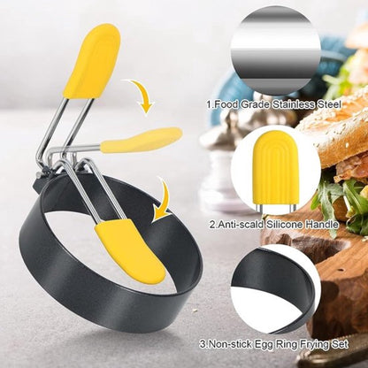 Egg Baking Mold - 4 Pieces - Stainless Steel - Egg Pancake - Fried Egg Mold - Egg Ring - Fried Egg Pancake - V1188-MS101-01590-1