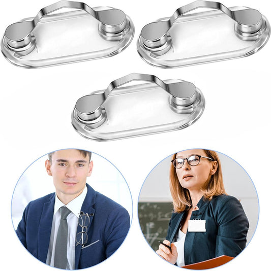 Magnetic Glasses Clip - 3 Pieces - Shirt Clip - Glasses Cord - ID Card Holder - Can Be Attached to Clothing - V1188-MS101-01591-1