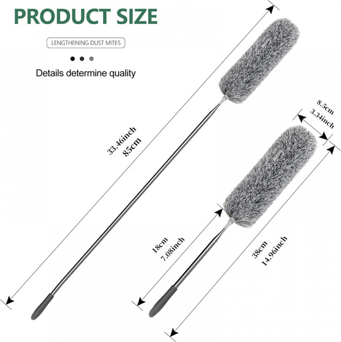 Telescopic Feather Duster - 5-Piece Cleaning Set - Feather Duster Extendable Up to 85 Cm - Cobweb Brush with V1188-MS101-01592-1