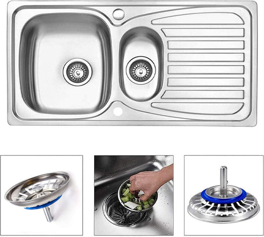Kitchen Sink Drain Plug 80 mm - 2 Pieces Basket Plug - Sink Strainer Drain Stopper for the Kitchen - V1188-MS101-01602-1