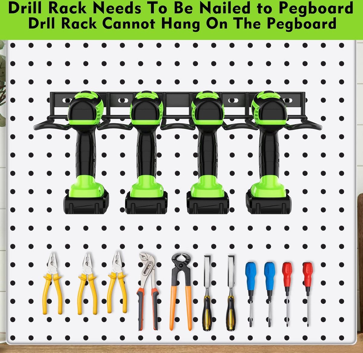 Tool Storage - Storage Rack - Wall Mount - Tool Rack - Tool Holder - 4 Slots - For 4 Power Tools - Tool V1188-MS101-01606-1