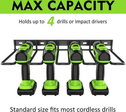 Tool Storage - Storage Rack - Wall Mount - Tool Rack - Tool Holder - 4 Slots - For 4 Power Tools - Tool V1188-MS101-01606-1