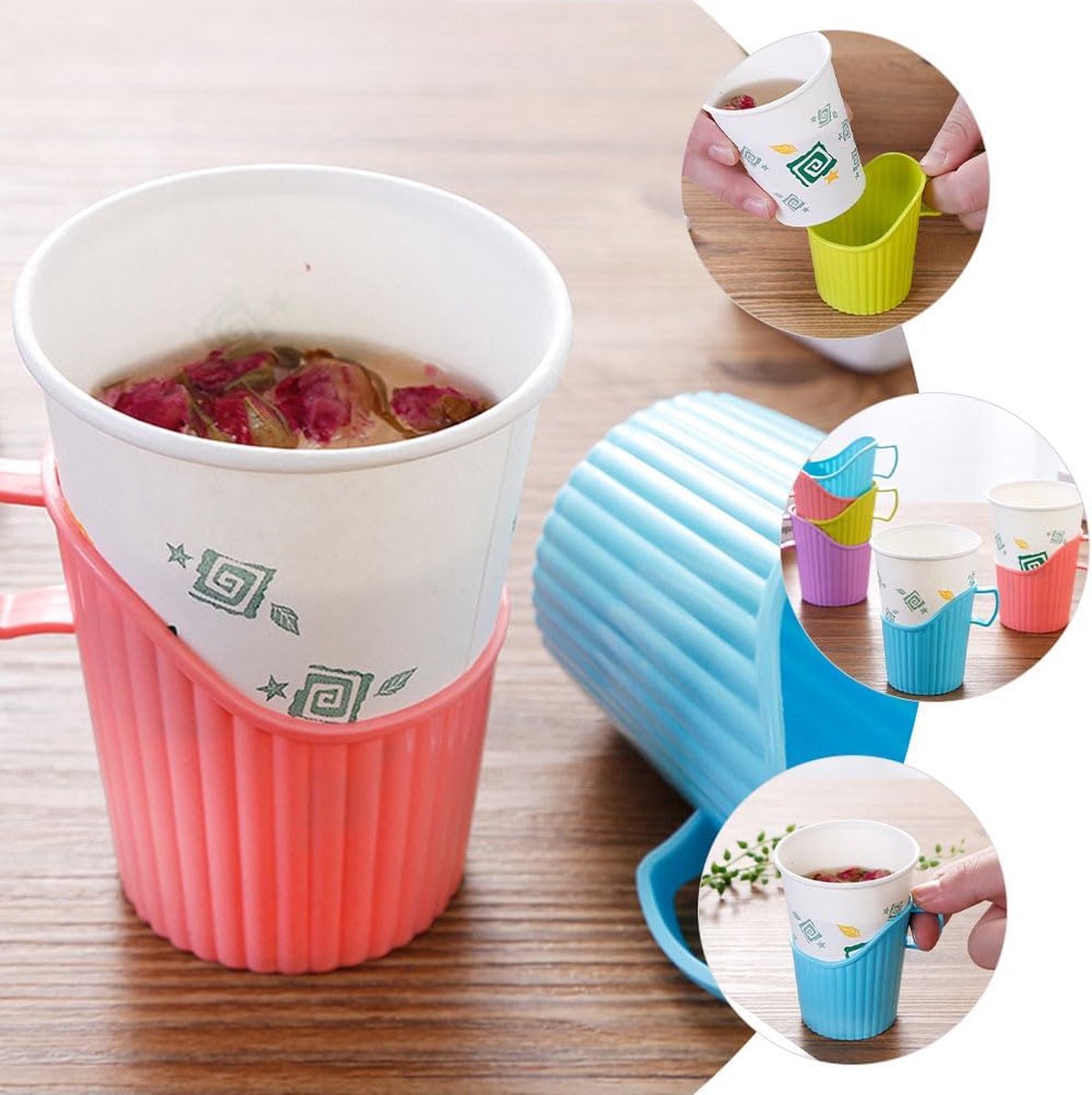 Cup Holders - 20 Pieces - Cup Holder - Burn Resistant - Heat Resistant Cup Cover Holder - Plastic - Stackable V1188-MS101-01609-1