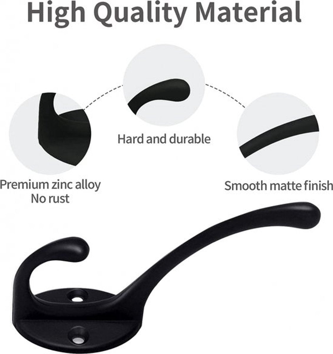 Hooks - Hanging Hooks - Set of 10 - Double Hook Design - Hanging Hooks - Wall Hooks - Coat Hook - Coat Rack V1188-MS101-01611-1