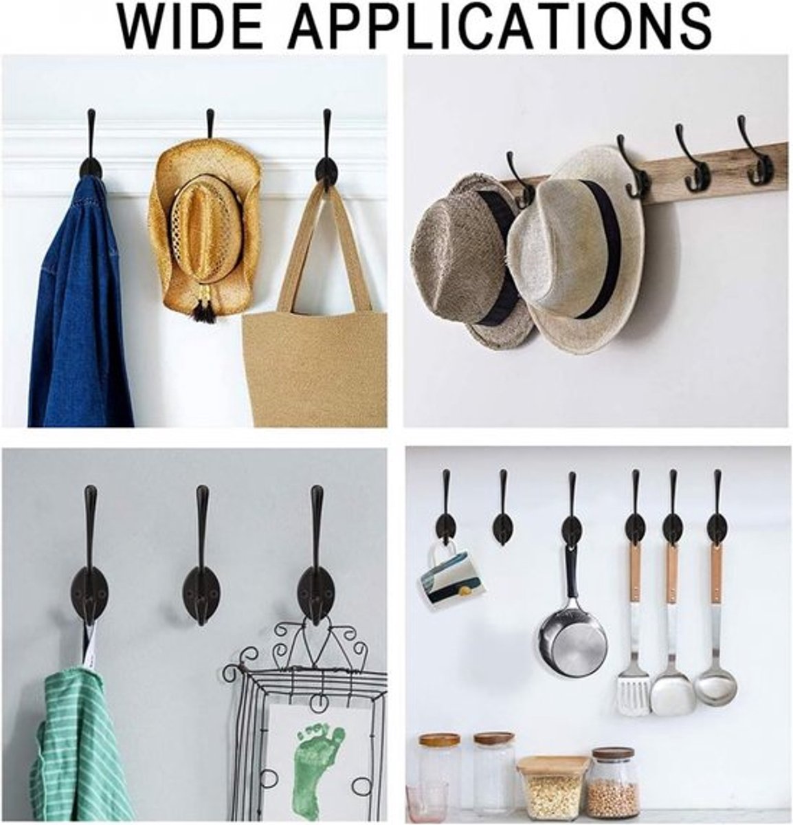 Hooks - Hanging Hooks - Set of 10 - Double Hook Design - Hanging Hooks - Wall Hooks - Coat Hook - Coat Rack V1188-MS101-01611-1